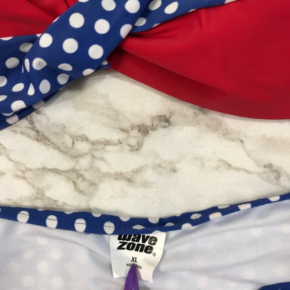 Wave Zone Red White Blue Polka Dot Bikini - Picture 5 of 6